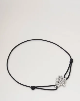 Mulberry-Kordelarmband, schwarz, Sterlingsilber & Kordel