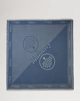 Mulberry Logo Quadratischer Schal aus Denim-Blau und Mischmaterial für Herren Mulberry Logo Quadratischer Schal aus Denim-Blau und Mischmaterial für Herren