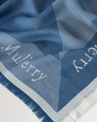 Mulberry Logo Quadratischer Schal aus Denim-Blau und Mischmaterial für Herren Mulberry Logo Quadratischer Schal aus Denim-Blau und Mischmaterial für Herren