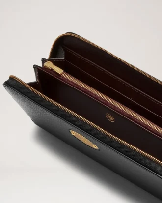 Mulberry-Plakette, 8 Kreditkartenfächer, Reißverschluss, schwarz, Small Classic Grain