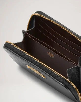 Mulberry-Plakette Kleine Reißverschluss-Umhängetasche Schwarz Kleine klassische Narbung
