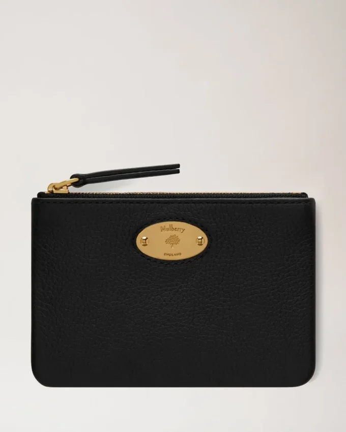 Mulberry-Plakette – Kleines Münzetui mit Reißverschluss – Schwarz – Small Classic Grain Mulberry-Plakette – Kleines Münzetui mit Reißverschluss – Schwarz – Small Classic Grain