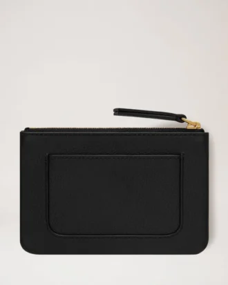 Mulberry-Plakette – Kleines Münzetui mit Reißverschluss – Schwarz – Small Classic Grain