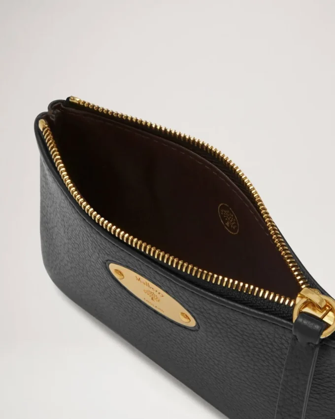 Mulberry-Plakette – Kleines Münzetui mit Reißverschluss – Schwarz – Small Classic Grain Mulberry-Plakette – Kleines Münzetui mit Reißverschluss – Schwarz – Small Classic Grain