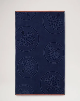 Mulberry Tree Jacquard-Handtuch Navy & Teak Baumwolle
