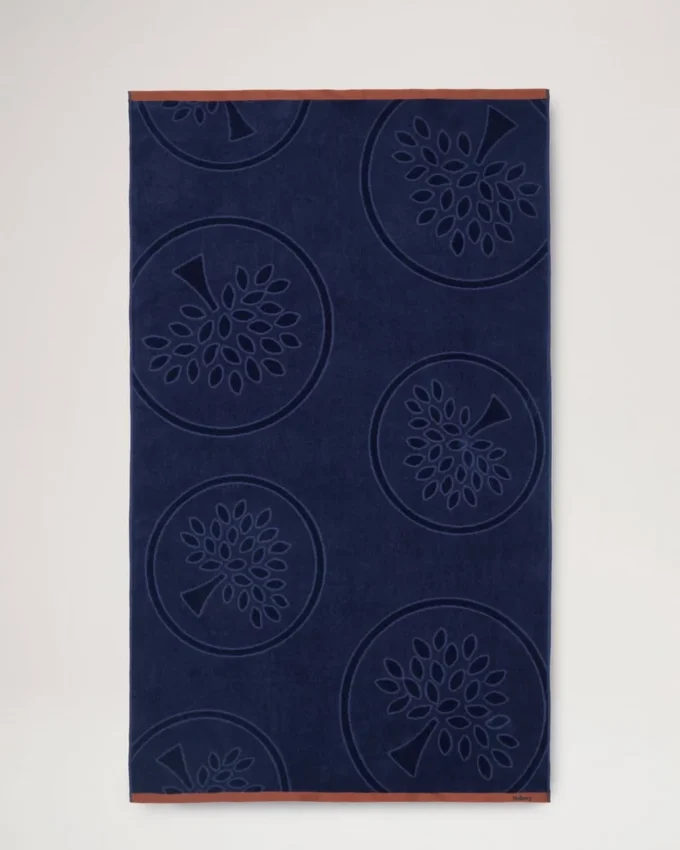 Mulberry Tree Jacquard-Handtuch Navy & Teak Baumwolle