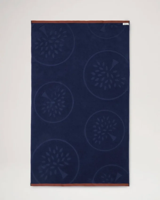Mulberry Tree Jacquard-Handtuch Navy & Teak Baumwolle