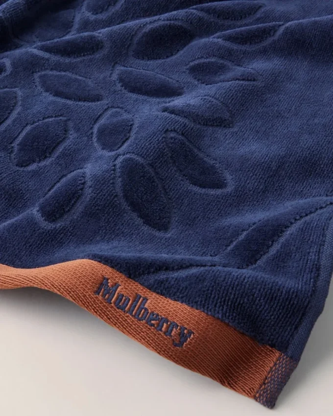 Mulberry Tree Jacquard-Handtuch Navy & Teak Baumwolle