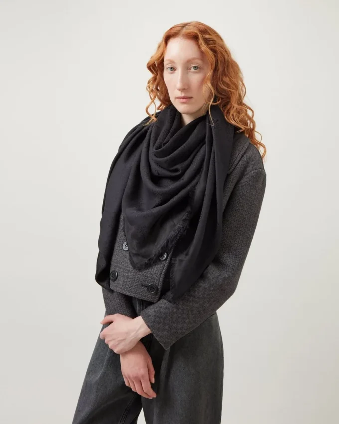 Mulberry-Tuch Schwarz Baumwoll-Seidenmischung Damen Mulberry-Tuch Schwarz Baumwoll-Seidenmischung Damen
