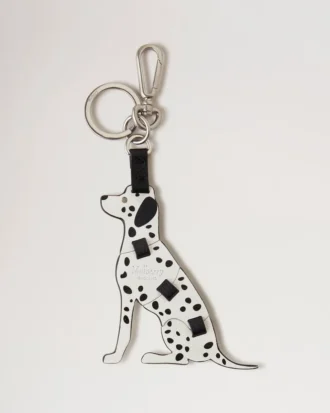 Puzzle-Schlüsselanhänger – Dalmatiner Schwarz-Weiß Silky Calf-Seidenleder & kleines klassisches Narbleder