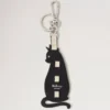 Puzzle-Schlüsselanhänger – Katze, schwarzes, Silky Calf-Leder & kleines klassisches Narbleder Puzzle-Schlüsselanhänger – Katze, schwarzes, Silky Calf-Leder & kleines klassisches Narbleder