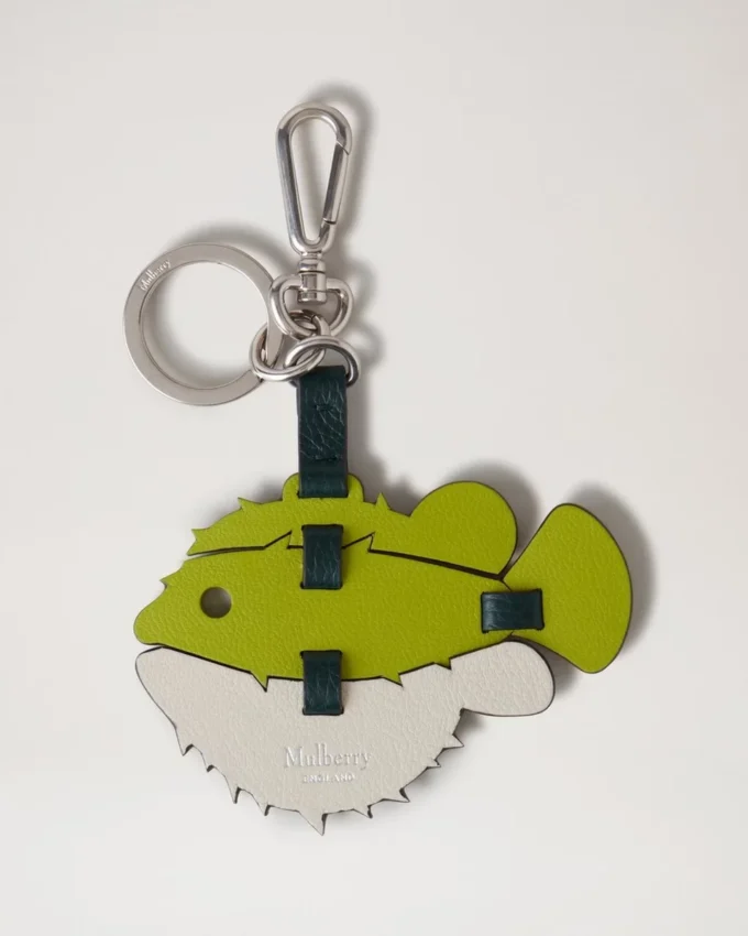 Puzzle-Schlüsselanhänger – Kugelfisch in Acid Green, Mulberry Green & Chalk, Materialmix Puzzle-Schlüsselanhänger – Kugelfisch in Acid Green, Mulberry Green & Chalk, Materialmix