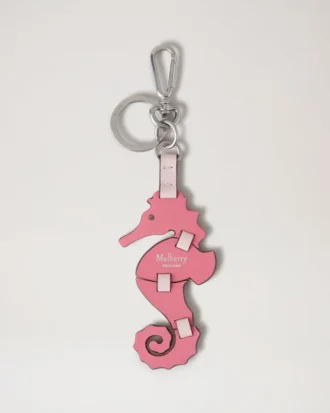 Puzzle-Schlüsselanhänger – Seepferdchen in Geranium Pink & Powder Rose, Silky Calf