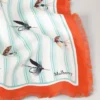 Quadratischer Schal – Feather Lure, marineblau & korallenorange, Seidentwill