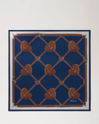 Quadratischer Schal – Herz-Taschen Pigmentblauer Seidentwill