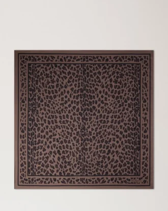 Quadratischer Schal – Leopard Ebony Seidentwill für Damen