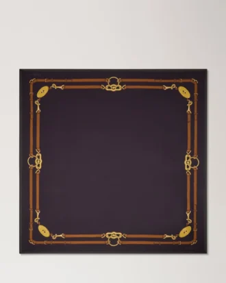 Quadratischer Schal – mit Gürtelrand, tiefes Aubergine, Seidentwill