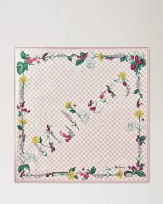 Quadratischer Schal – Riverside Floral Blossom Pink Seidentwill