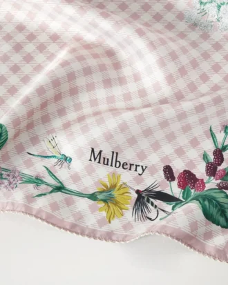 Quadratischer Schal – Riverside Floral Blossom Pink Seidentwill