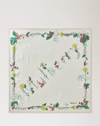 Quadratischer Schal – Riverside Floral Eggshell Seidentwill