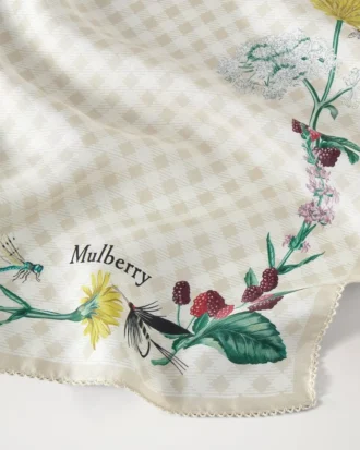 Quadratischer Schal – Riverside Floral Eggshell Seidentwill