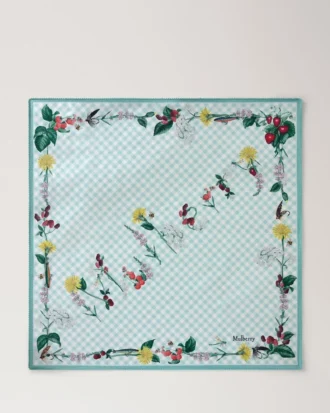 Quadratischer Schal – Riverside Floral Marina Blue Seidentwill
