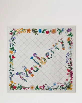 Quadratischer Schal – Wild Floral Eggshell Seidentwill für Damen