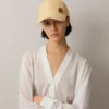 Raffia-Baseballkappe Beige Raffia Damen