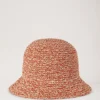 Raffia-Bucket-Hat in Korallenorange & Kreide 100 % Papier-Raffia Raffia-Bucket-Hat in Korallenorange & Kreide 100 % Papier-Raffia