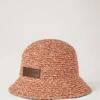 Raffia-Bucket-Hat in Korallenorange & Kreide 100 % Papier-Raffia Raffia-Bucket-Hat in Korallenorange & Kreide 100 % Papier-Raffia