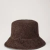 Raffia-Bucket-Hat mit Mulberry-Motiv in Ebenholz 100 % Papier-Raffia