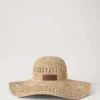 Raffia-Hut mit breiter Krempe, beige, 100 % Papier-Raffia, Sommerkollektion Raffia-Hut mit breiter Krempe, beige, 100 % Papier-Raffia, Sommerkollektion
