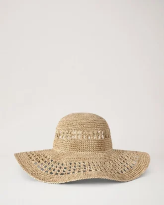 Raffia-Hut mit breiter Krempe, beige, 100 % Papier-Raffia, Sommerkollektion Raffia-Hut mit breiter Krempe, beige, 100 % Papier-Raffia, Sommerkollektion