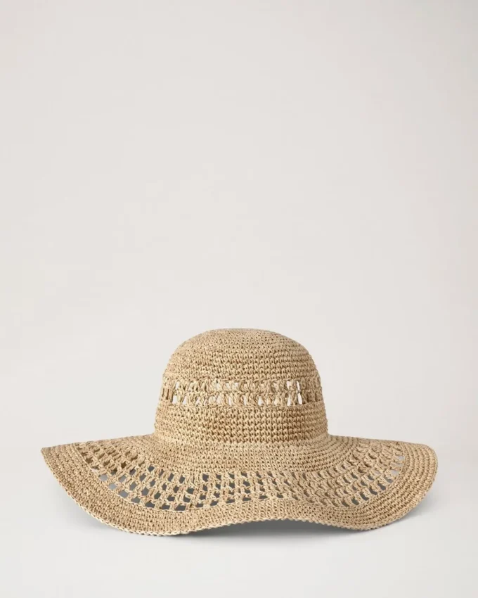 Raffia-Hut mit breiter Krempe, beige, 100 % Papier-Raffia, Sommerkollektion Raffia-Hut mit breiter Krempe, beige, 100 % Papier-Raffia, Sommerkollektion