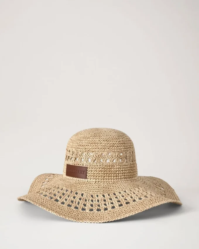 Raffia-Hut mit breiter Krempe, beige, 100 % Papier-Raffia, Sommerkollektion Raffia-Hut mit breiter Krempe, beige, 100 % Papier-Raffia, Sommerkollektion