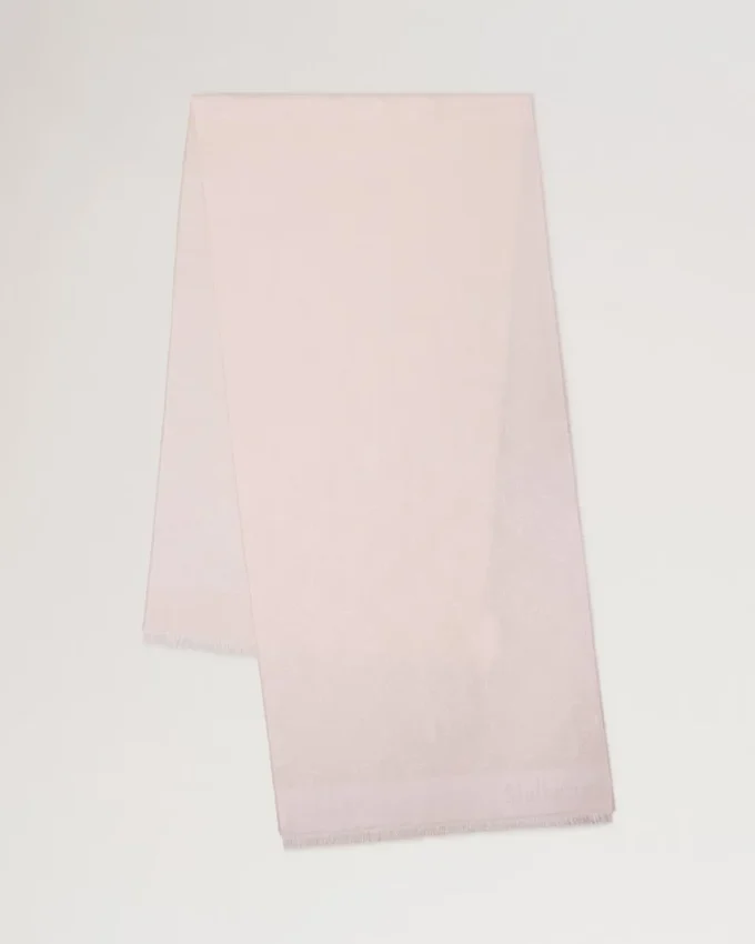 Rechteckiger Schal mit Mulberry-Motiv in Blossom Pink aus Baumwoll-Seiden-Mischung