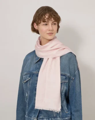 Rechteckiger Schal mit Mulberry-Motiv in Blossom Pink aus Baumwoll-Seiden-Mischung Rechteckiger Schal mit Mulberry-Motiv in Blossom Pink aus Baumwoll-Seiden-Mischung