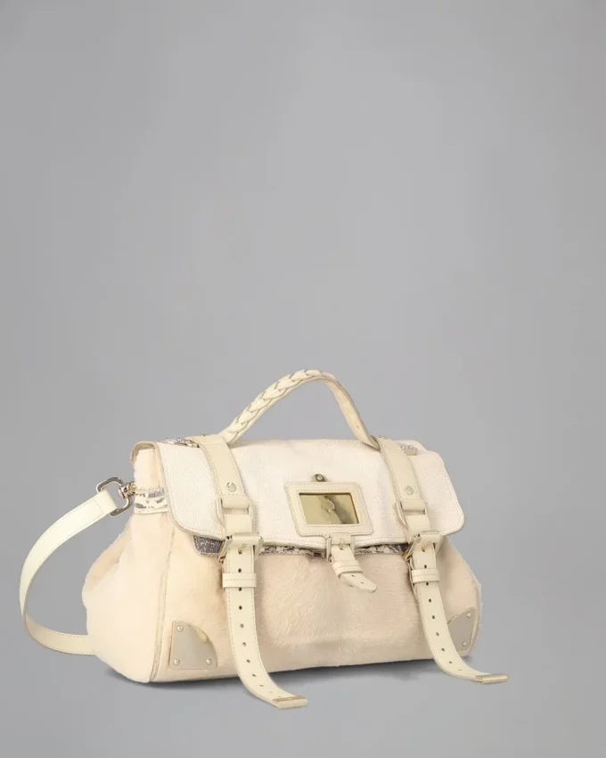 Reisetasche Secondhand Marshmallow-Weiß Mischmaterial-Haar Reisetasche Secondhand Marshmallow-Weiß Mischmaterial-Haar