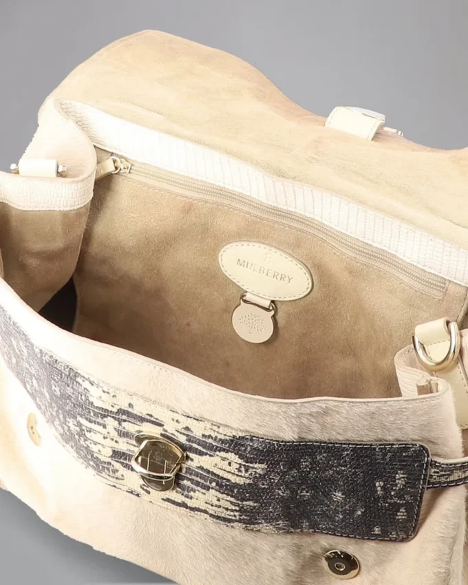 Reisetasche Secondhand Marshmallow-Weiß Mischmaterial-Haar Reisetasche Secondhand Marshmallow-Weiß Mischmaterial-Haar