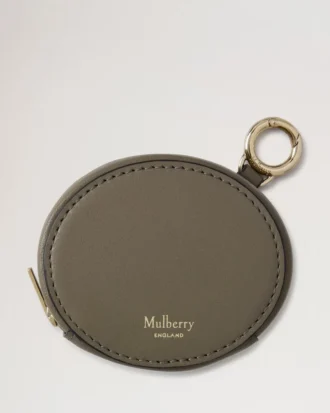 Reißverschlusstasche mit Schlüsselring, Leinengrün, Micro Classic Grain