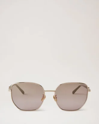 Rosie Sonnenbrille aus Gold- und braunem Metall mit Bio-Nylon-Gläsern
