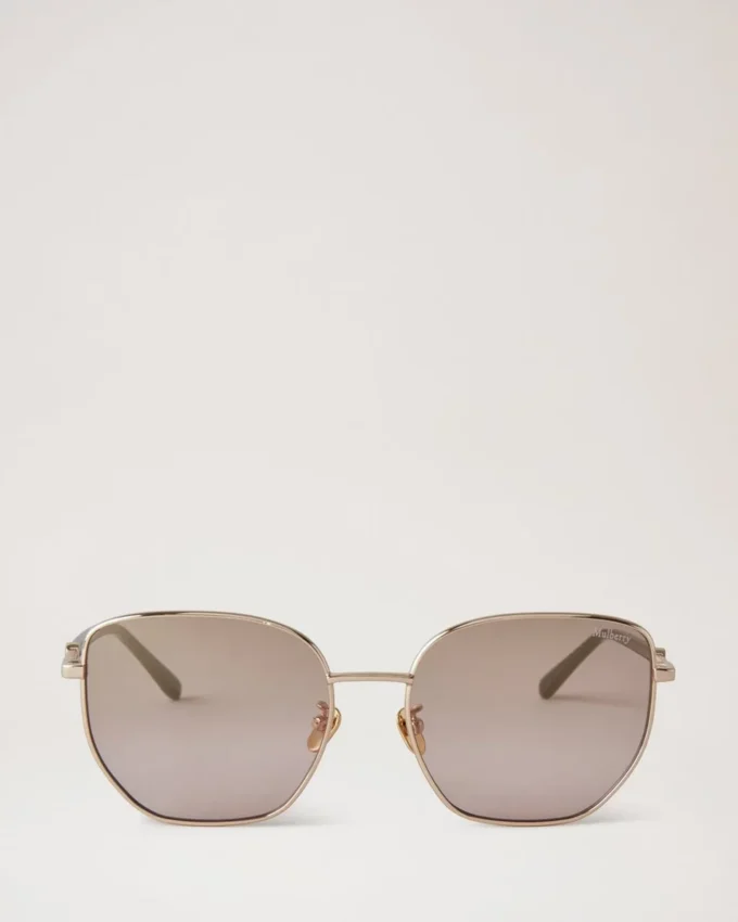Rosie Sonnenbrille aus Gold- und braunem Metall mit Bio-Nylon-Gläsern Rosie Sonnenbrille aus Gold- und braunem Metall mit Bio-Nylon-Gläsern