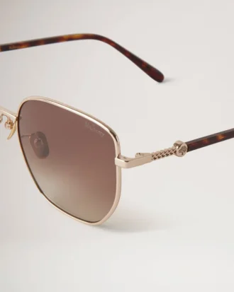 Rosie Sonnenbrille aus Gold- und braunem Metall mit Bio-Nylon-Gläsern