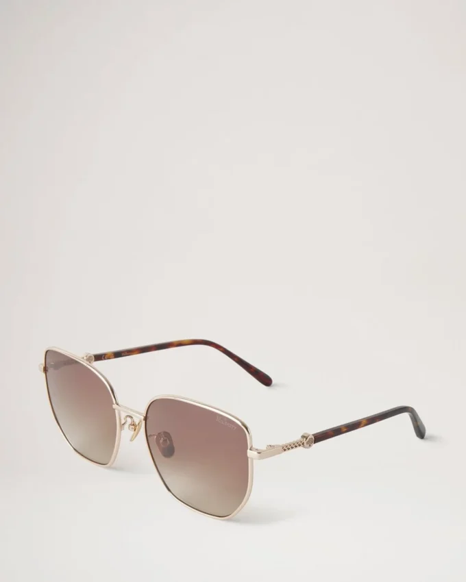 Rosie Sonnenbrille aus Gold- und braunem Metall mit Bio-Nylon-Gläsern Rosie Sonnenbrille aus Gold- und braunem Metall mit Bio-Nylon-Gläsern