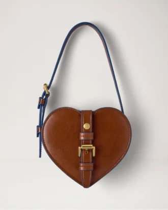 Roxanne Mini Heart Tasche Eiche & Pigmentblau Glattes, glänzendes Leder Roxanne Mini Heart Tasche Eiche & Pigmentblau Glattes, glänzendes Leder