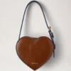 Roxanne Mini Heart Tasche Eiche & Pigmentblau Glattes, glänzendes Leder