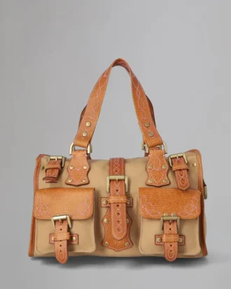 Roxanne Secondhand Beige & Hellbraun Canvas & Leder