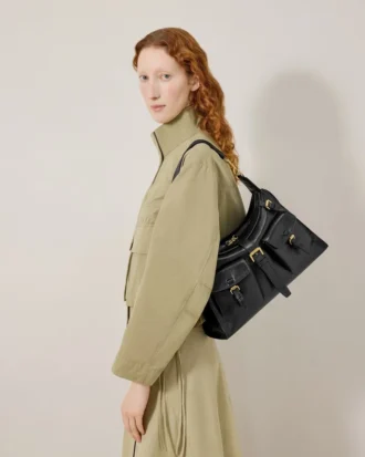 Roxanne-Umhängetasche aus schwarzem Hochglanzleder von Mulberry
