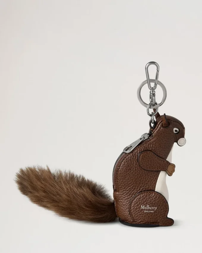 Schlüsselanhänger – Eichhörnchen, mehrfarbiges Leder und Lammfell
