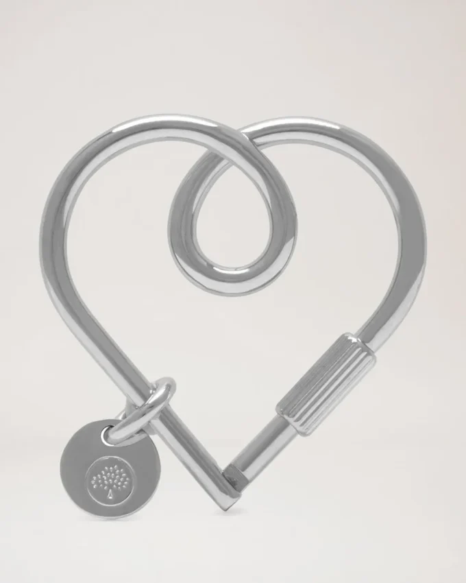 Schlüsselanhänger mit Herzschlaufe, Silber-Zink, Damen Schlüsselanhänger mit Herzschlaufe, Silber-Zink, Damen